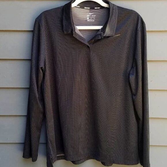Nike Golf Dry Fit Black/White Long Sleeve Shirt Size XL - Picture 1 of 10